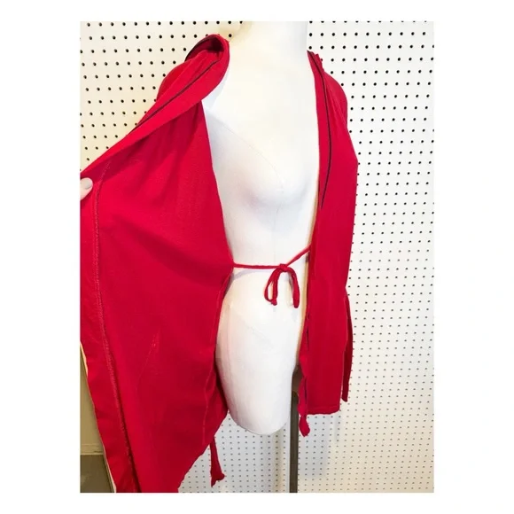 CosabellaRed Hooded Shortie Robe with Belt, Very Soft Sz. S
